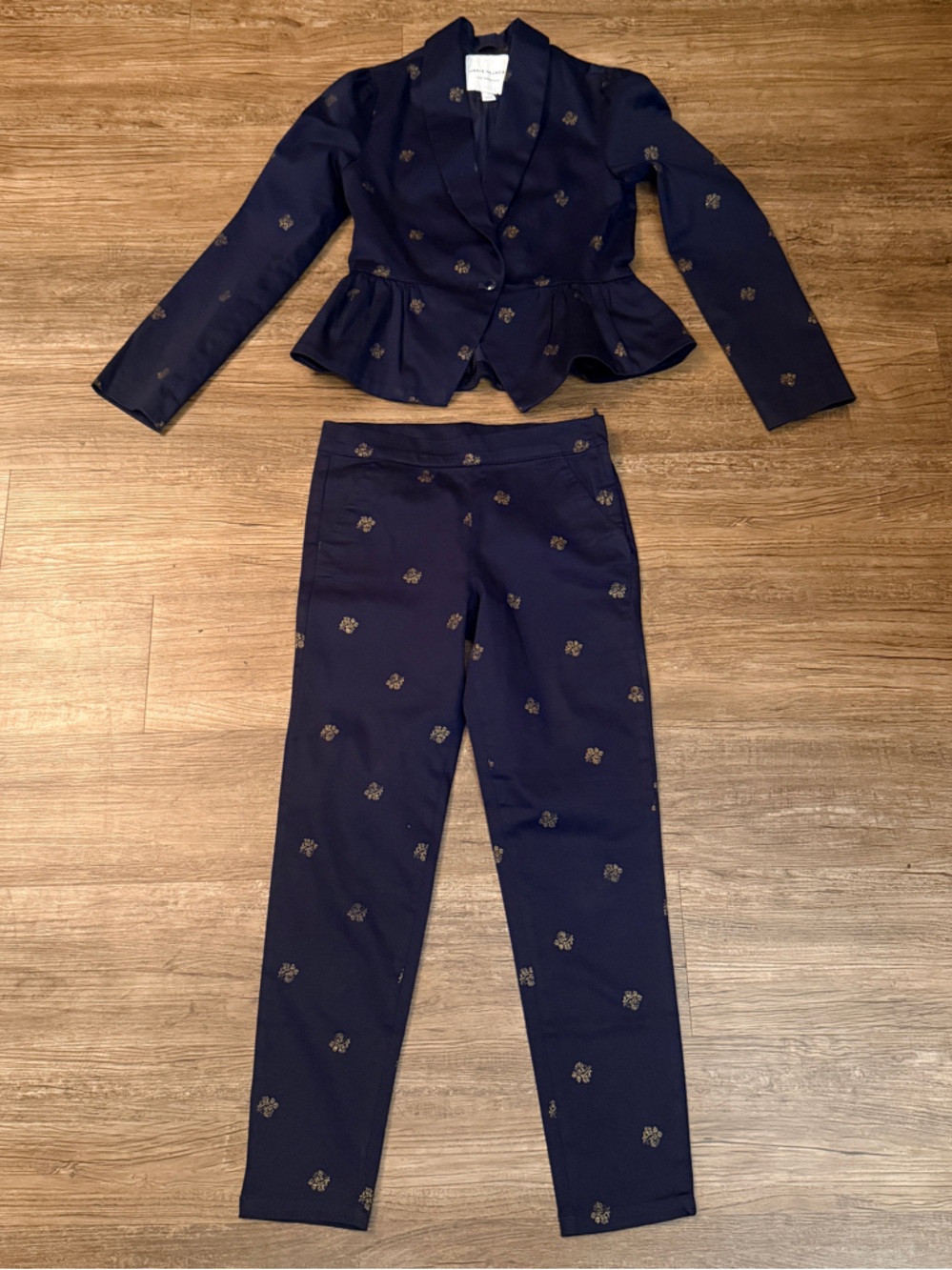 Janie and Jack Navy Matching Set with Gold Motifs